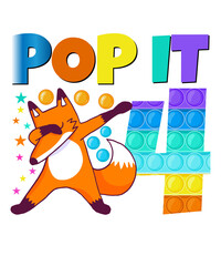 Pop It Fox Happy 4th Birthday Four Cute Fox