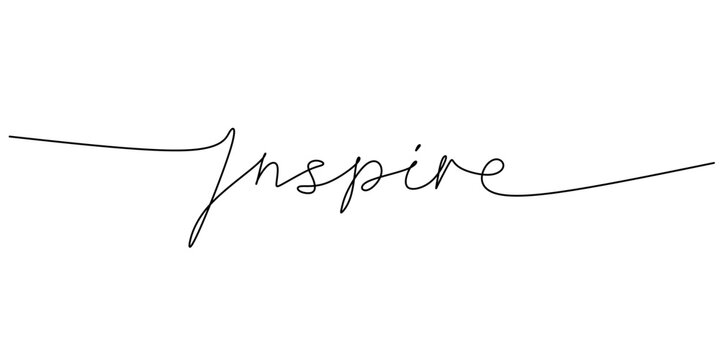 One continuous line drawing typography line art of inspire word writing isolated on white background.