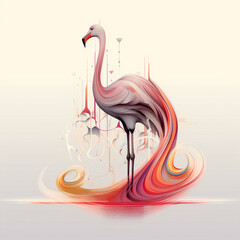 Abstract flamingo flowing lines infographic wallpaper background.  Generative AI