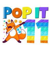 Naklejka premium Pop It Fox Happy 11th Birthday Eleven Cute Fox