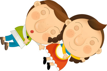 Cartoon farm character farmer  girl and boy brother and sister family isolated illustration for children