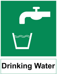 Drinking water sign, green and white sign vector 