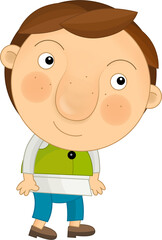 Cartoon farm character farmer boy child isolated illustration for children