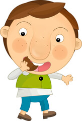 Cartoon farm character farmer boy child isolated illustration for children