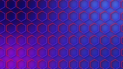 Fototapeta premium luxury abstract geometric futuristic hexagon background loop. Trendy sci-fi neon-colored bg for cyberspace, films, screensaver, wallpaper. Seamless clean and glossy technology bg.