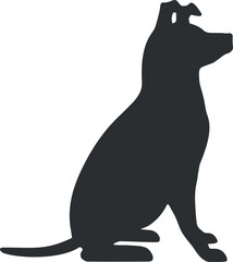 Hand drawn sitting dog silhouette