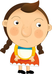 Cartoon farm character farmer woman girl child isolated illustration for children