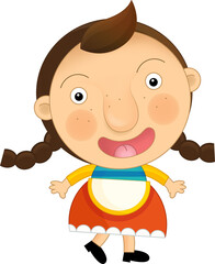 Obraz premium Cartoon farm character farmer woman girl child isolated illustration for children