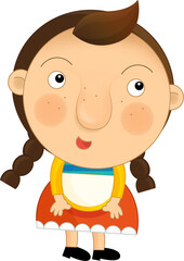Cartoon farm character farmer woman girl child isolated illustration for children
