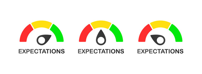 Expectations. Flat, color, Expectations icon, Expectations scale. Vector icons.