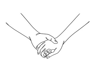 Continuous line drawing of hands couple trendy minimalist illustration. Vector illustration.