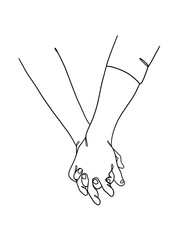 Continuous line drawing of hands couple trendy minimalist illustration. Vector illustration.