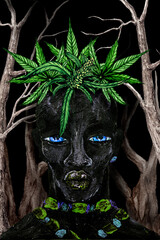Cannabis Man Oil Painting - 613786330