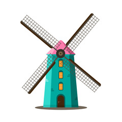 Wind mill icon - vector windmill symbol isolated on white background