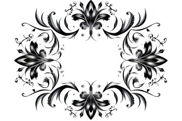 Classic decor. Abstract black line art design element ornamental frame on white isolated background Generative AI illustrations