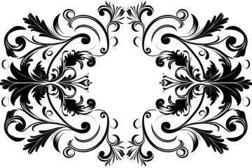 Classic decor. Abstract black line art design element ornamental frame on white isolated background Generative AI illustrations