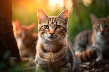 Cat looking into the camera. International cat day.Generative AI