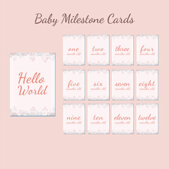 Flower Background Baby Milestone Cards Template