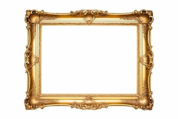 Golden Vintage Frame Isolated on White Background. Generative ai