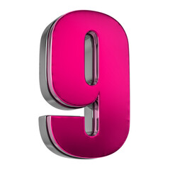 9 Number Pink 3D 