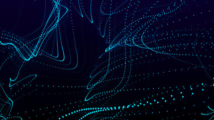 Digital technology background. Dynamic wave of glowing points. Colored music wave. Futuristic background for presentation design. 3d rendering.