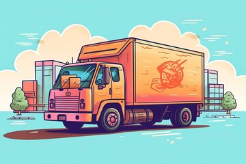 Fototapeta premium Consumer Truck Illustration. Transportation illustration. Generative AI 