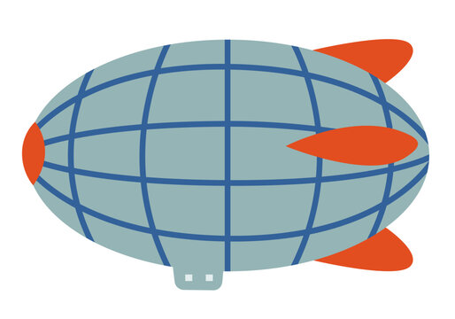 gray airship with orange fins and grid clip art preview