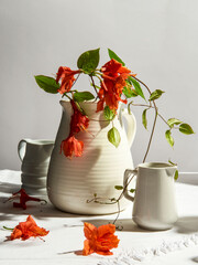 still life with vase and flowers