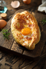Traditional Georgian cheese pie with egg