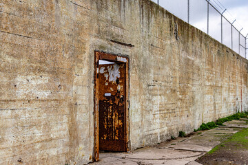 Gate of the maximum security federal prison of Alcatraz located on an island in the middle of the...