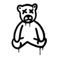 Spray Painted Graffiti Teddy bear icon Sprayed isolated with a white background.