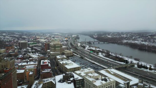 Aerial Pan 3 Shot of Albany Skyline