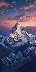 Sunrise at Annapurna mountains range Dramatic Himalayas peak at golden hour
