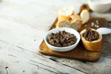 Traditional homemade black olive tapenade