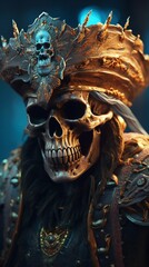 Fototapeta premium Skull Pirate Portrait. Generative ai