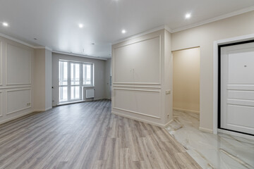 Empty apartment with modern renovation, unfurnished. Real photo