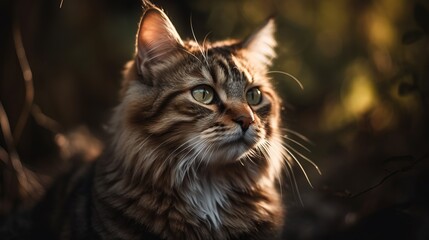 close up portrait of a cat in a bright sunny day, generative ai