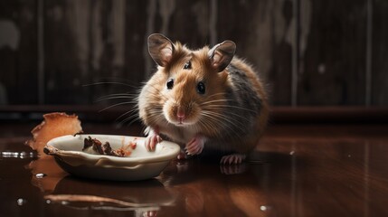 hamster eating in a pot by generative ai
