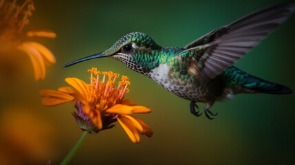 Obraz premium hummingbird feeding on a flower by generative ai