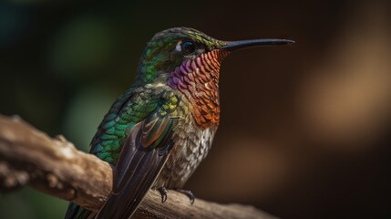 Fototapeta premium hummingbird on a branch by generative ai