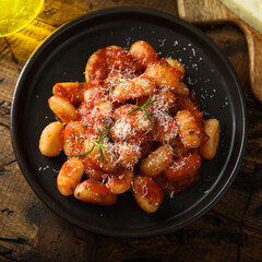 Homemade gnocchi with tomato sauce