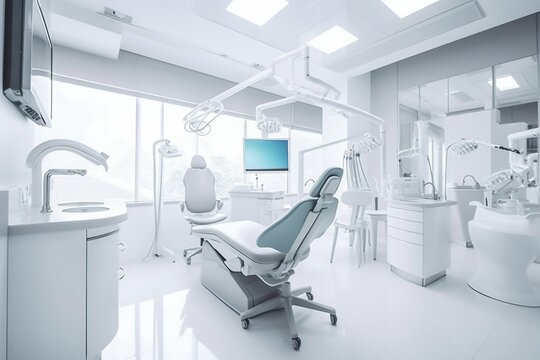 Bright and Clean Dentist Room in a Modern Dental Clinic. Generative ai