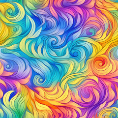 Fototapeta na wymiar Iridescent abstract rainbow seamless pattern. Vibrant background in 80s and 90s style. AI illustration for fabric and textile, wallpapers, wrapping, web page backgrounds, cards and banners design.