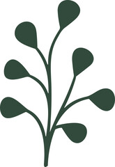 Floral vector set with flat doodle-style abstract flowers and leaves. Collection of hand drawn sketch style flowers