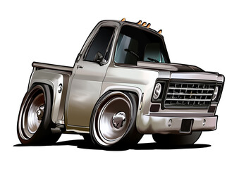 Vintage pickup with flat character for daily school pick-up and drop off   © zaki