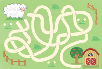 Maze activity sheet for children. Cute maze for kids. Kids labyrinth puzzle. Maze puzzle game for children with cute cartoon.