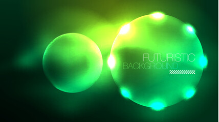Neon glowing circles, magic energy space light concept, abstract background wallpaper design