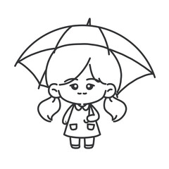 Sketch child with umbrella