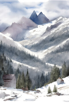 High mountain pass, snow, tension, danger, beauty. Caradhras Pass. generative AI