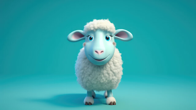 3d cute white sheep mascot character design. Suitable for Ramadan, Eid al fitr and Eid al Adha decoration. Generative AI